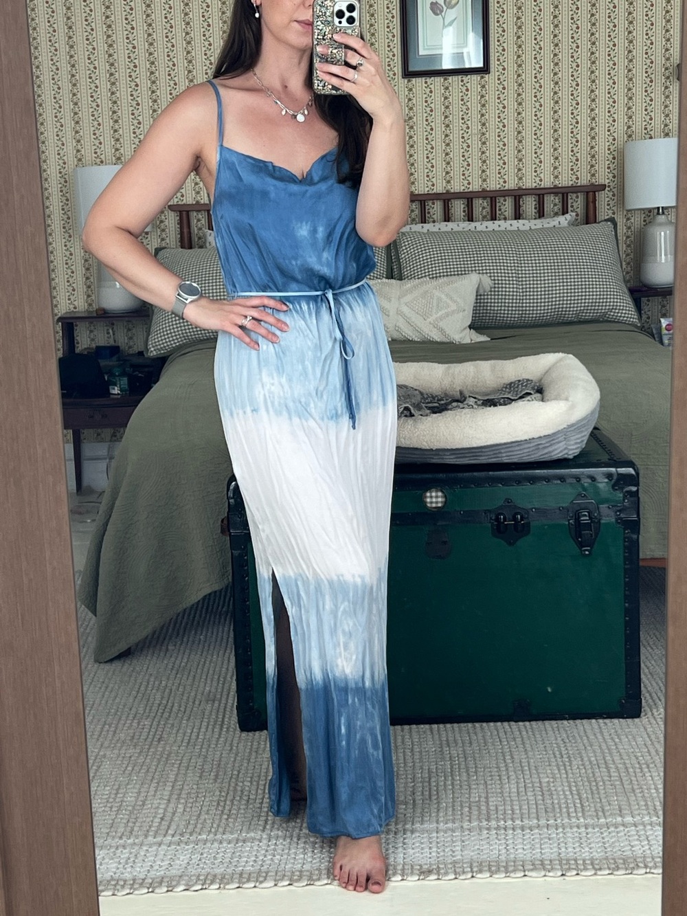 Bella Dahl Blue Ombré Satin Maxi Dress
